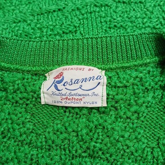 Vintage 70's Rosanna womens large 100% dupont nylon kelly green knit vest - Picture 3 of 6